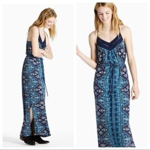 Lucky Brand Blue Patterned Maxi Dress